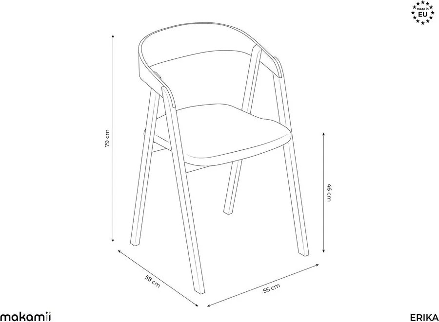 Черен трапезен стол от масивна дървесина Erika – Makamii