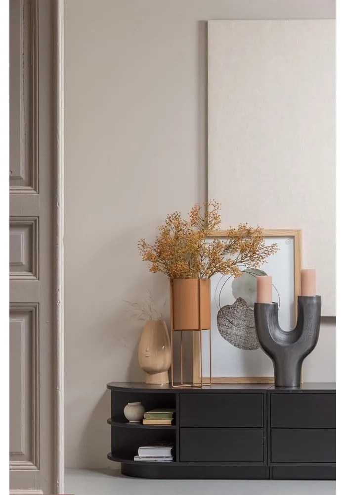 Черен TV комплект от масивен бор 206x40 cm Finca – WOOOD