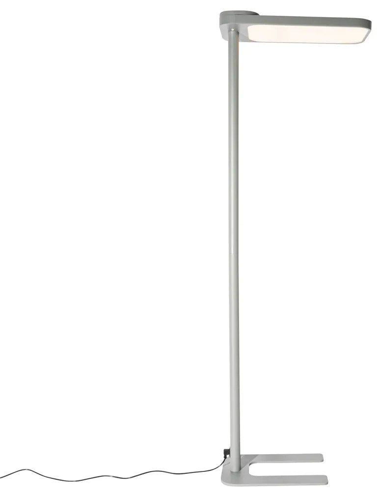 Дневна подова лампа сива квадратна с LED и димер - Guzo