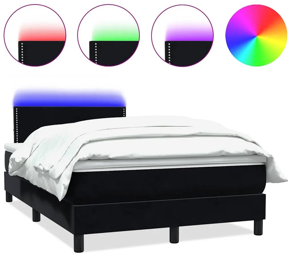 3316781 vidaXL Боксспринг легло с матрак и LED, черно, 120x210 см, кадифе