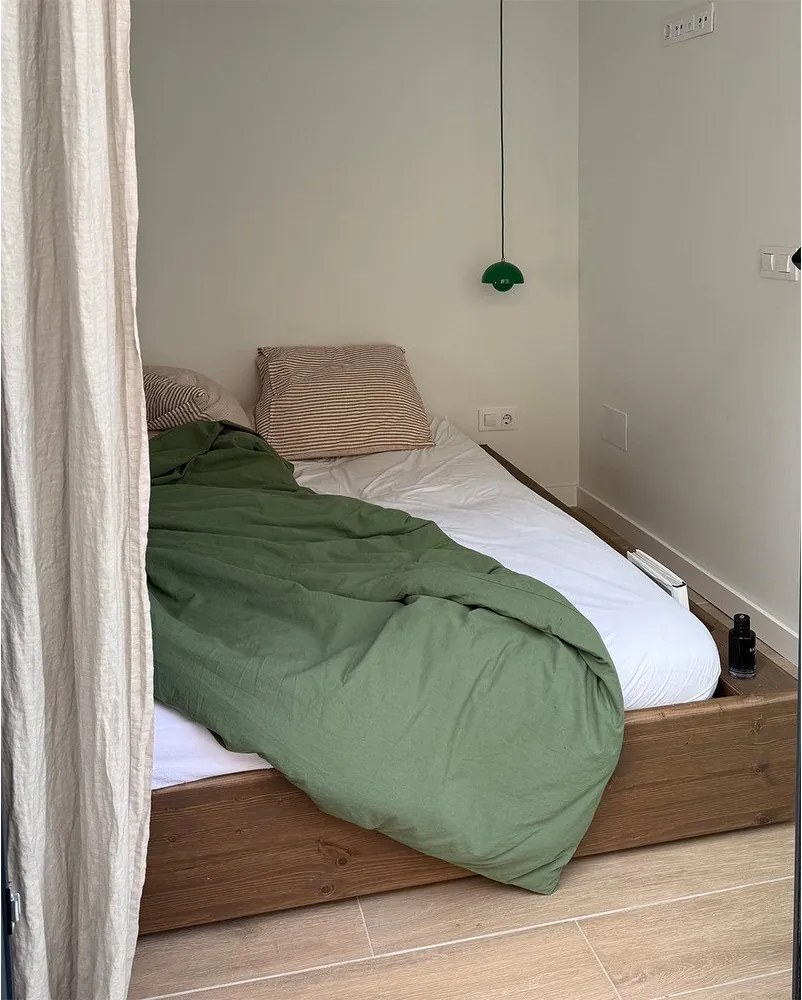 Кафяво двойно легло от борова дървесина с решетка 140x200 cm Ziggy - Karup Design