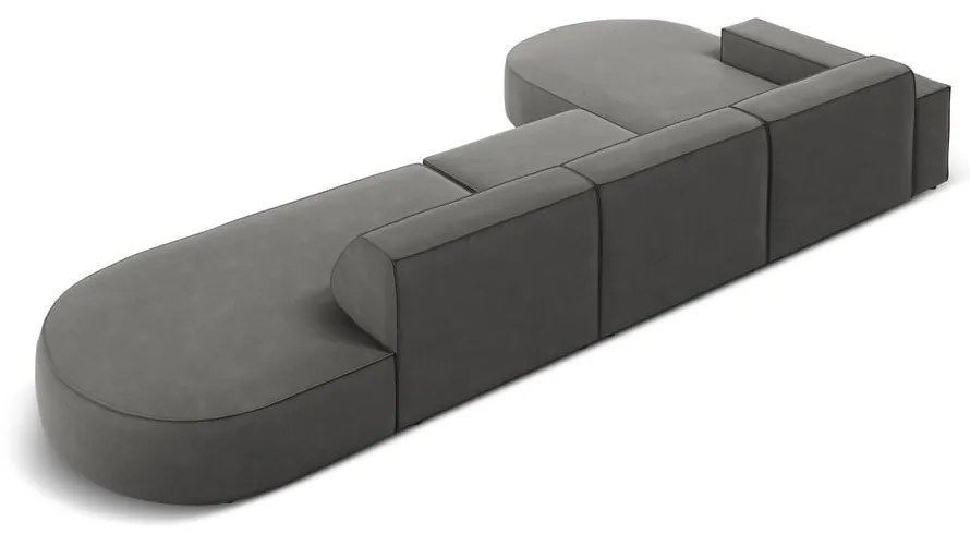 Ъглов диван от сиво кадифе (ляв ъгъл) Jodie - Micadoni Home