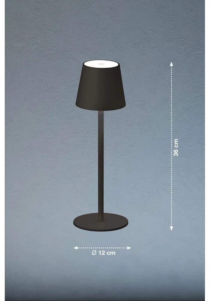 Черна настолна лампа с LED димиране, сензор за движение и метален абажур (височина 38 cm) Tropea - Fischer & Honsel