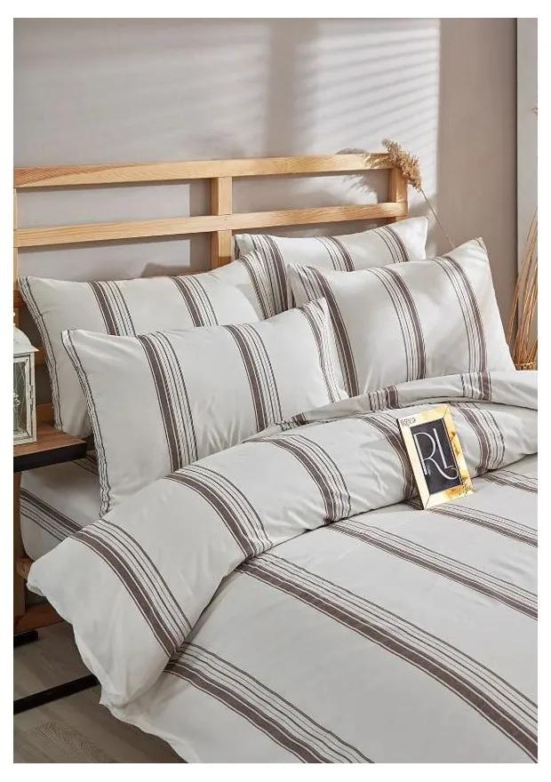 Кафяво-бежов памучен чаршаф за двойно легло 200x220 cm - Mila Home