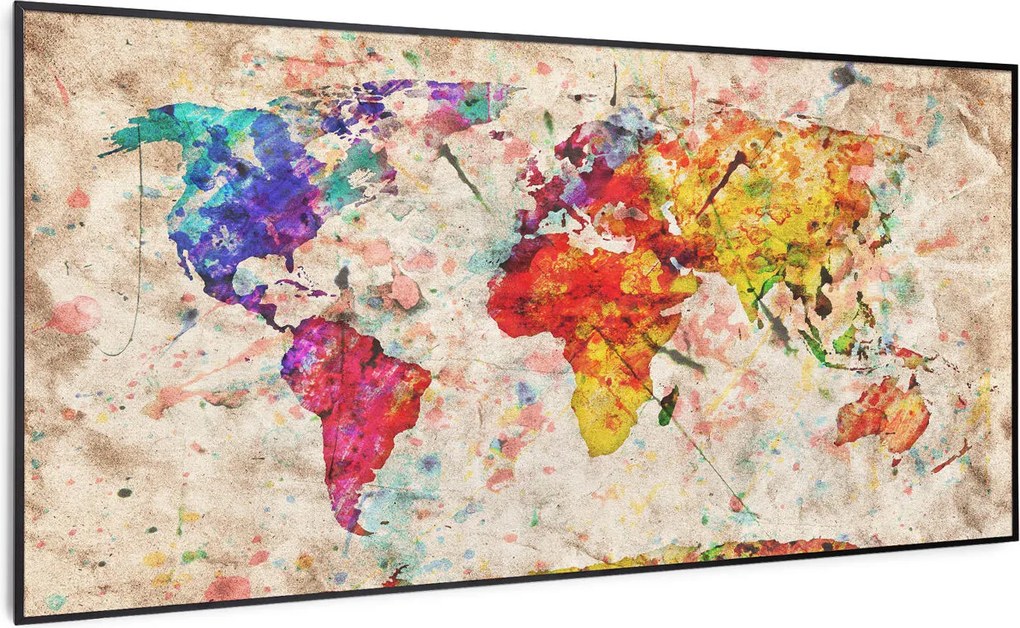 Klarstein Wonderwall Air Art Smart, инфрачервен отоплител, цветна карта, 120 х 60 см, 700 W