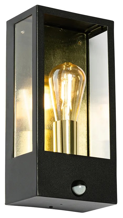 Външна стенна лампа черна със злато и детектор за движение - Rotterdam