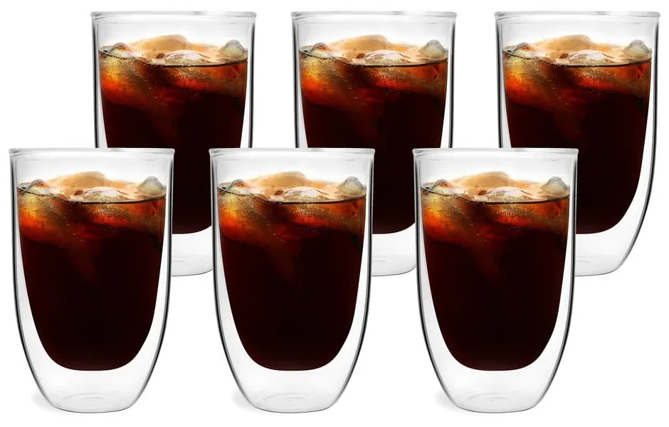 Стъклени чаши в комплект 6 бр. с двойни дъна/за лате 350 ml – Vialli Design