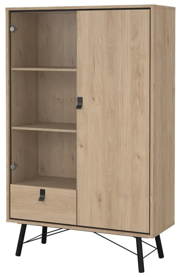 Витрина от дъбов декор в естествен цвят 102x162x40 cm Ry – Tvilum