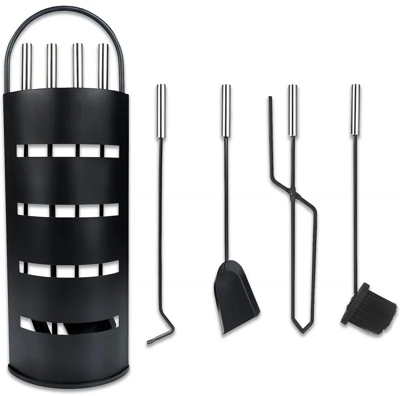 Комплект аксесоари от 4 части със стойка за камина и скара