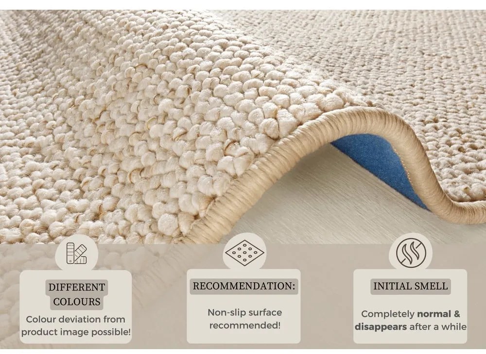 Кремав килим 100x140 cm Wolly – BT Carpet