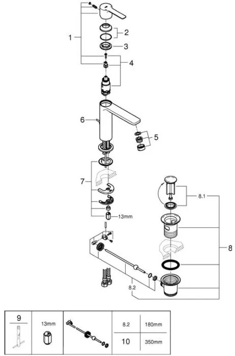 Кран за умивалник за маса Grohe Lineare New-Антрацит Mat