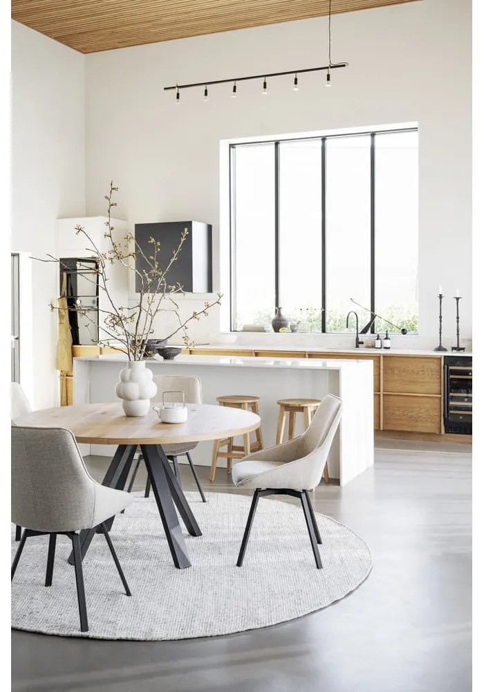 Кръгла сгъваема трапезна маса от декор от дъб в естествен цвят ø 135 cm Maddock – Rowico