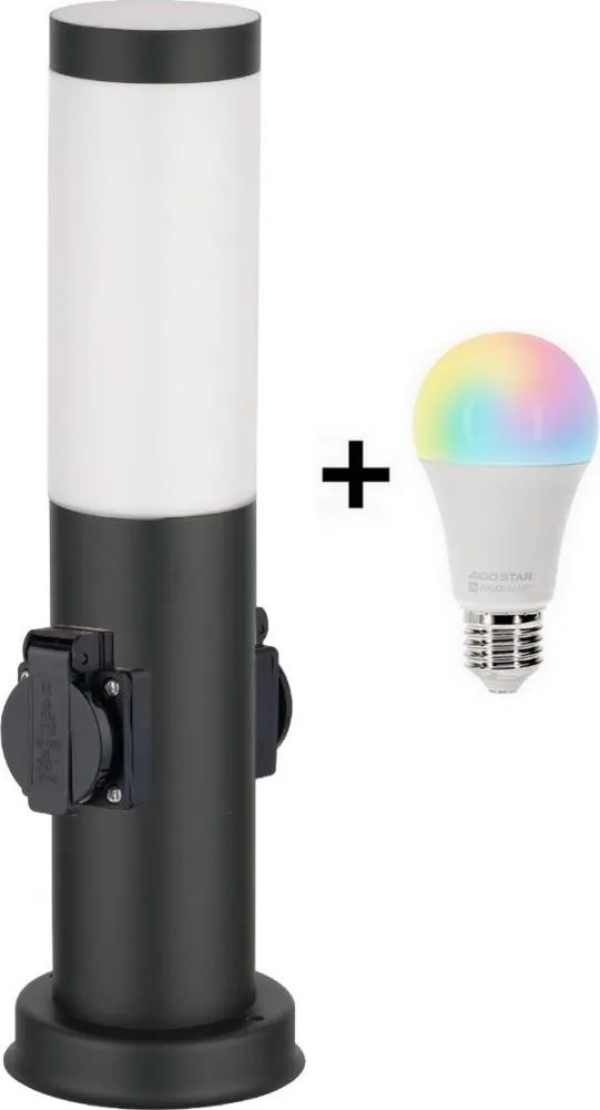 Brilagi - LED RGBW външна лампа с 2 гнезда 1xE27/15W/230V 40 cm IP44 черна