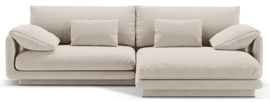 Бял кадифен ъглов диван (десен ъгъл) Torino – Micadoni