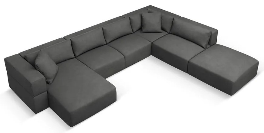 Тъмносив ъглов U-образен диван, десен ъгъл Esther – Milo Casa