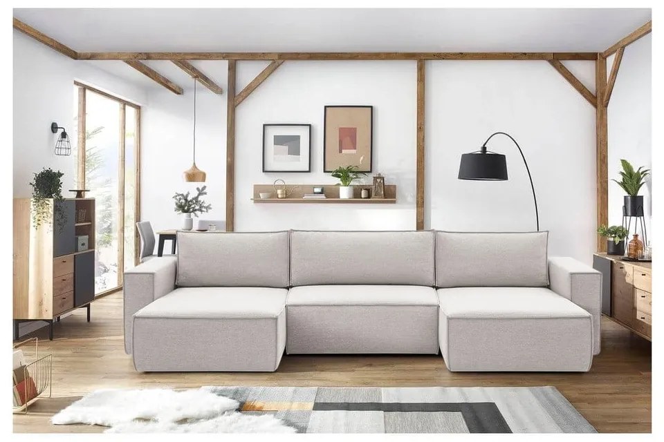 Бежов ъглов U-образен диван Nihad - Bobochic Paris