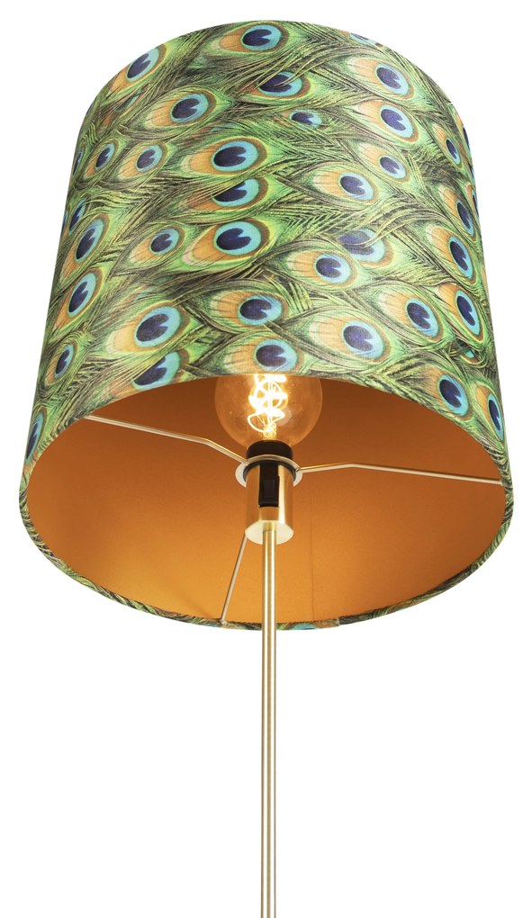 Подова лампа злато/месинг с кадифена абажур Peacock 40/40 cm - Parte
