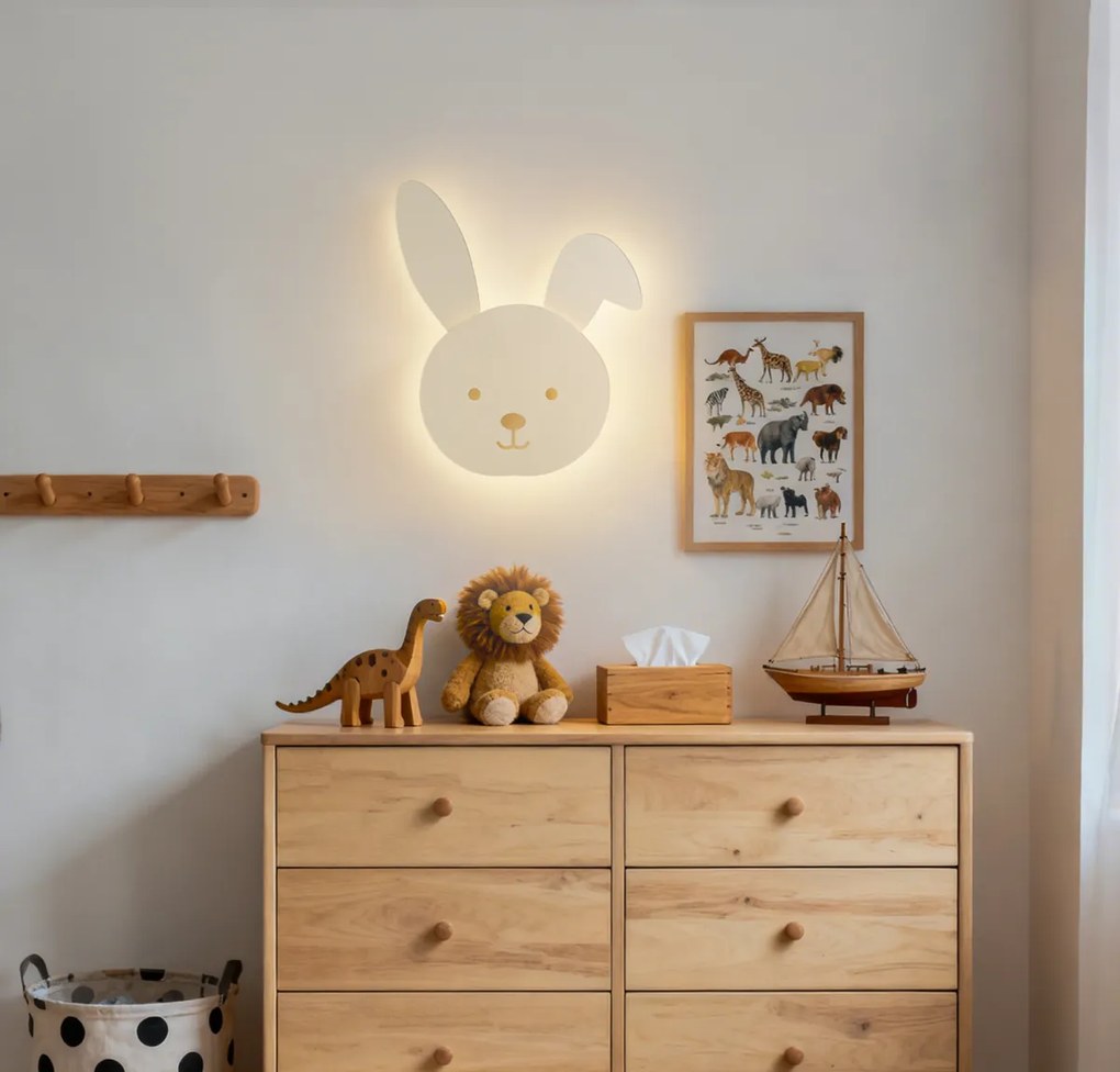 Детска стенна лампа бежова с LED 3-степенно димиране - Benny the Bunny