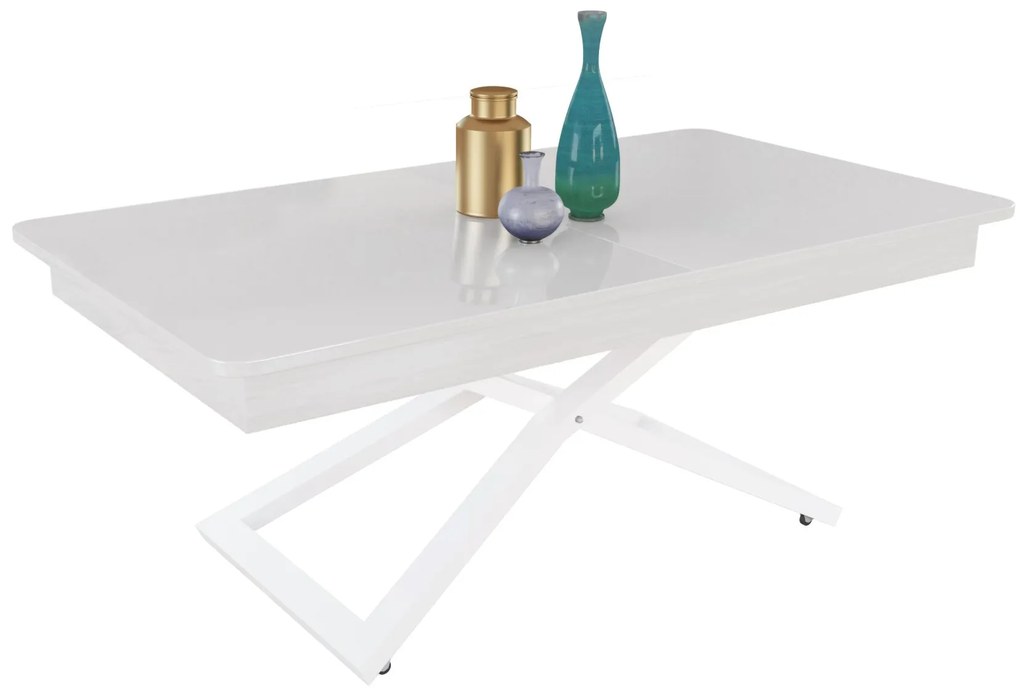 Разтегателна маса с повдигащ механизъм ВЕРОНА - бяло хайглос