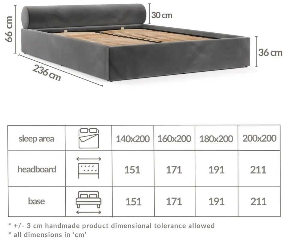 Тъмнозелено двойно легло 180x200 cm тапицирано с място за съхранение с включена подматрачна рамка Solvo – Maison de Rêve