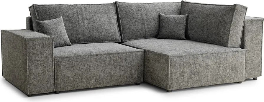 Сив шенилов сгъваем/с място за съхранение ъглов диван (десен ъгъл/L форма) Tonga – Maison de Rêve