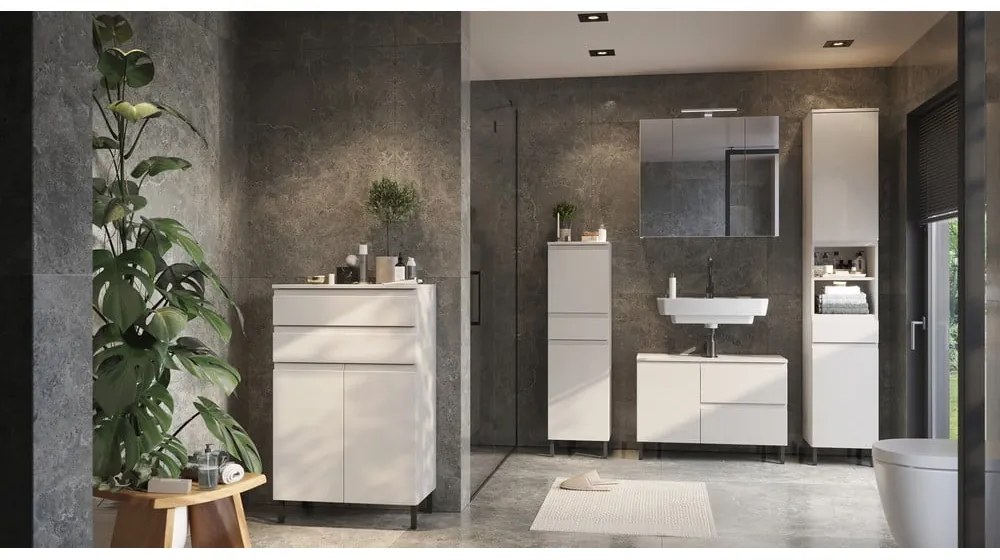 Кремав нисък шкаф за мивка 80x56 cm Salinas – Germania