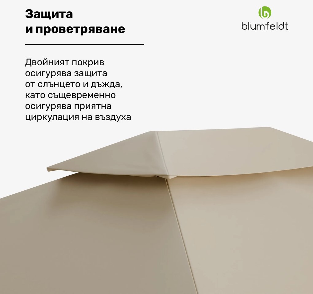 Blumfeldt Grandezza Cortina градинска беседка 3x4 м, устойчива на атмосферни влияния, прахово покритие, странични ролети