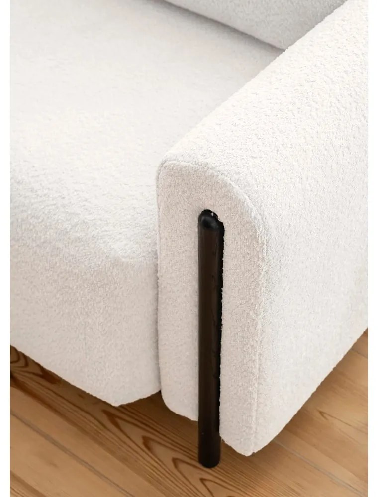 Кремав сгъваем/с място за съхранение диван от прежда с примки от букле 244 cm Arcadova – ELTAP