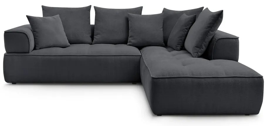 Тъмносив шенилов ъглов диван (десен ъгъл/L форма) Whesley – Bobochic Paris