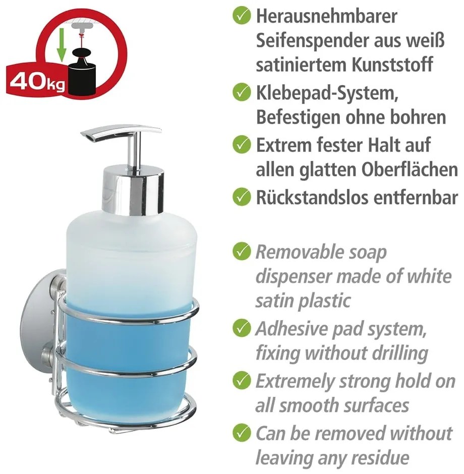 Сив самозалепващ се комплект аксесоари за баня от неръждаема стомана Turbo-Loc – Wenko