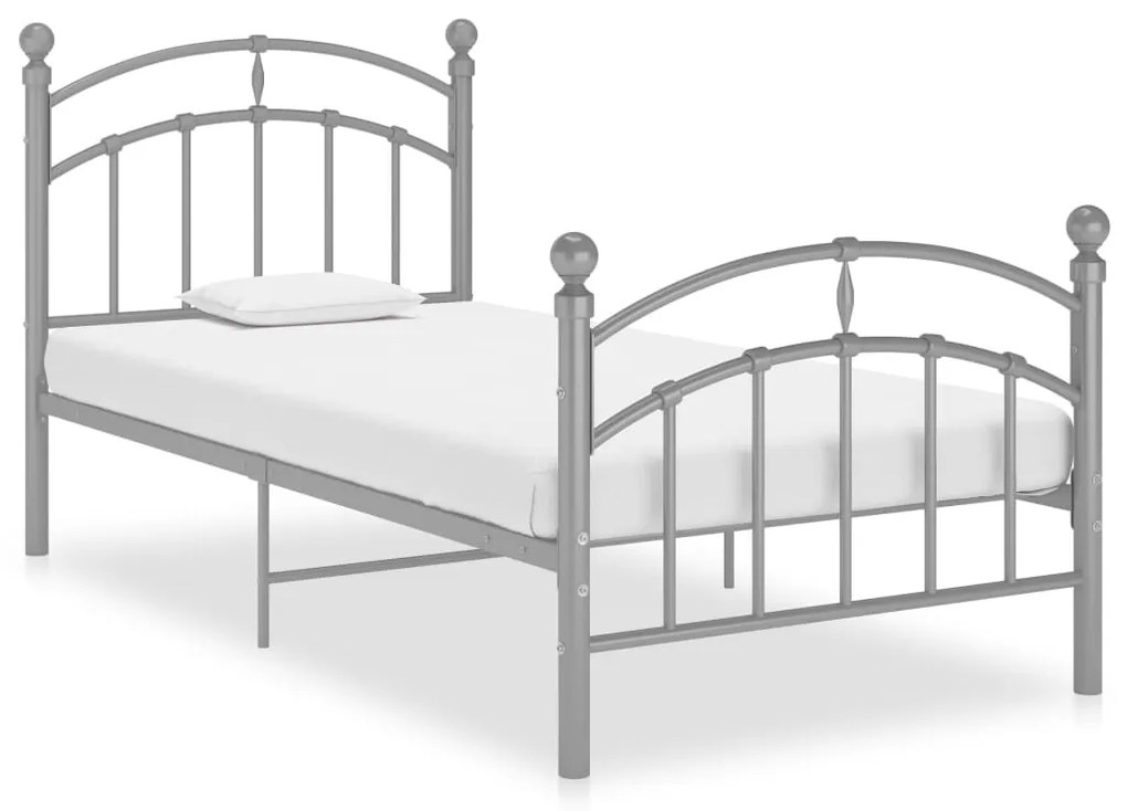 324969 vidaXL Рамка за легло, сива, метал, 90x200 см