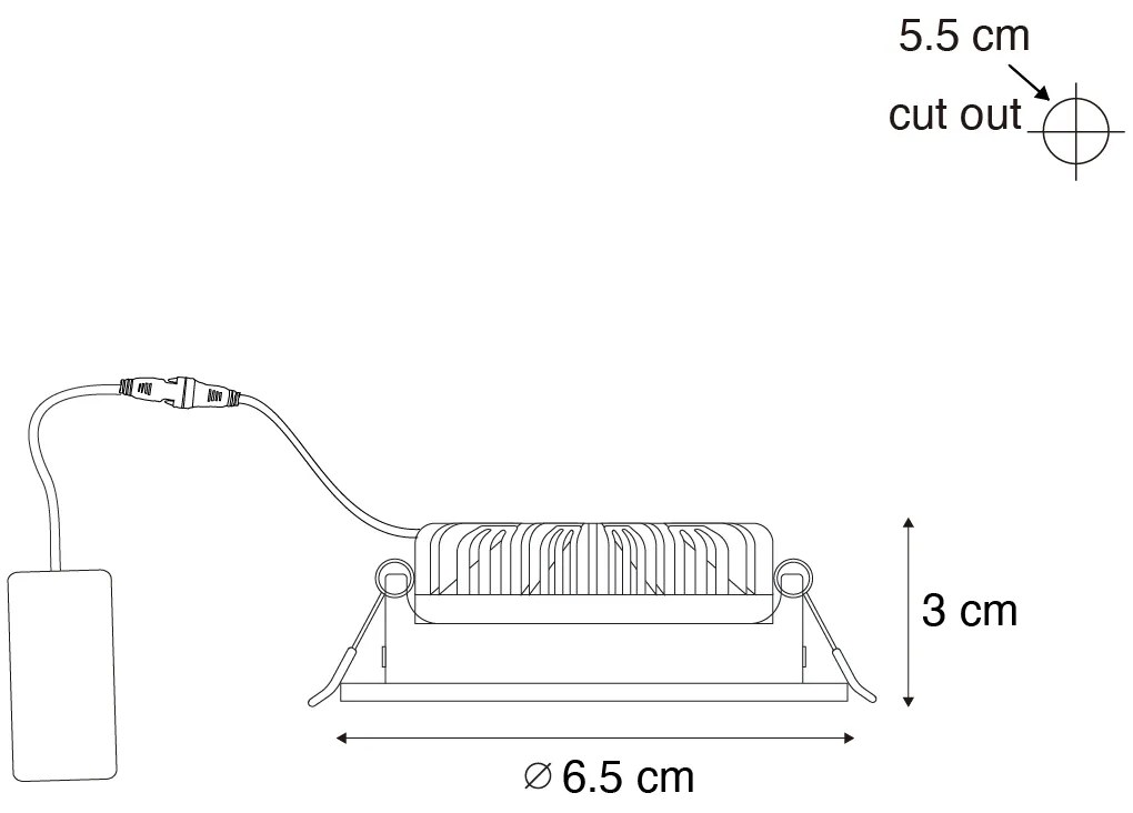 Комплект от 6 черни, насочващи се, вградени спота 6.5 см, с LED, IP54, ултратънки - Pupil