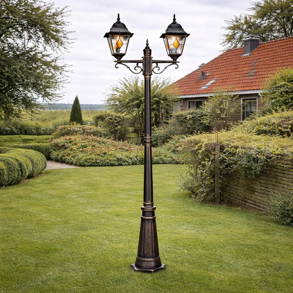 Винтидж външна лампа антично злато 240 см 2-светлина - Antigua