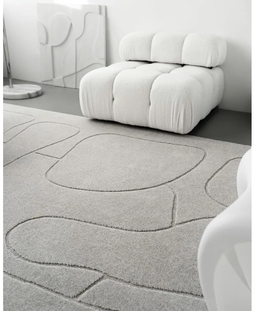 Светлосив вълнен килим 200x300 cm Morphic – Agnella