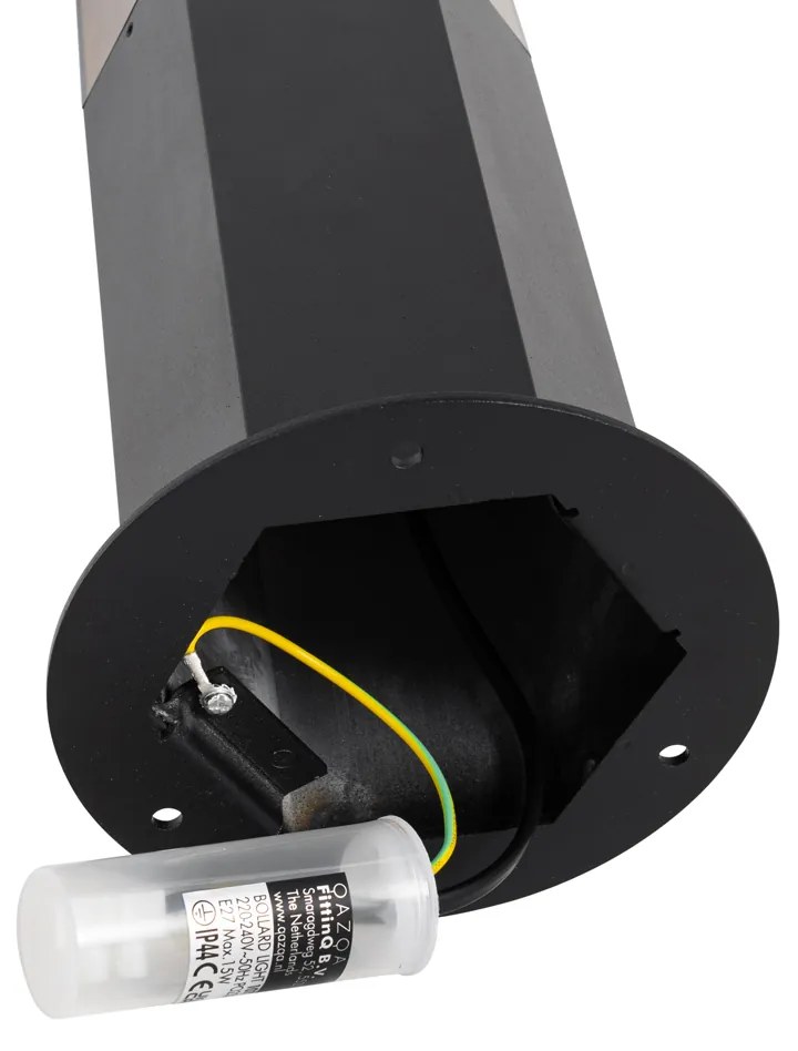 Външна подова лампа черна с димен абажур шестоъгълник 30 см - Denmark