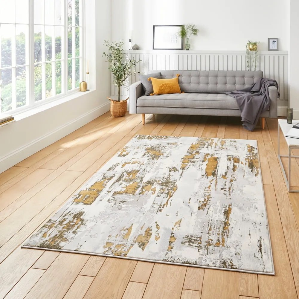 Kилим в светлосиво и златисто 80x150 cm Apollo – Think Rugs