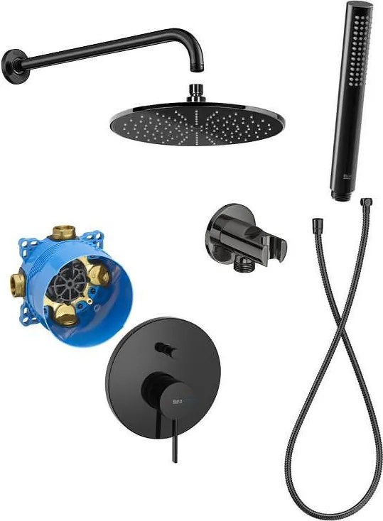 Комплект за вграждане за вана/душ, Ona, 250 mm, черен гланц, A5A0B9ECN0+A525869403 +A5B5250CN0 + A5B3850CN0 + A5B3750CN0 + A5B0250CN0 + A5B3950CN0