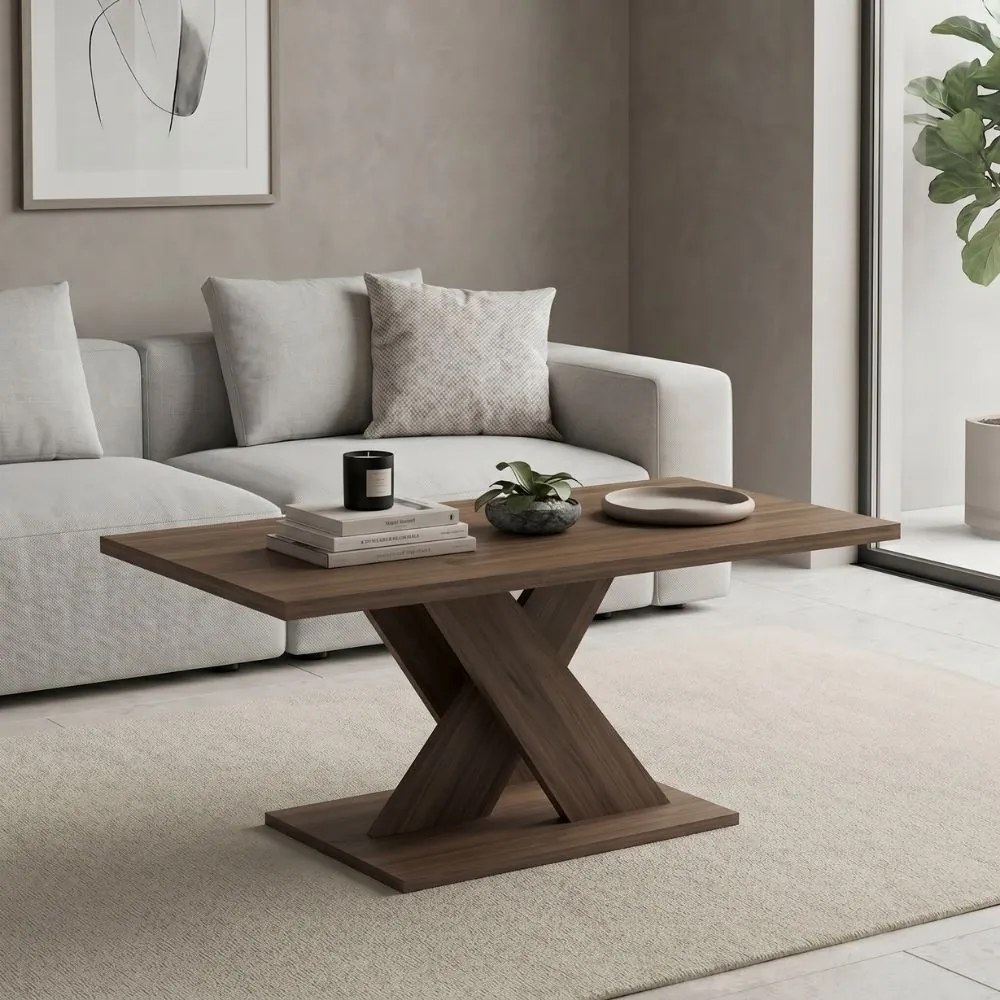 Marcello Megapap melamine coffee table in walnut color 110x55x47cm.