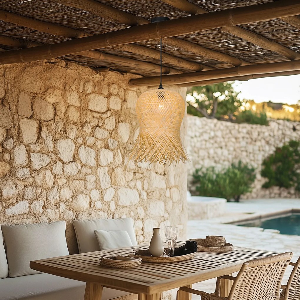 Ориенталски висящ аплик за външна употреба бамбук IP44 - Carlos