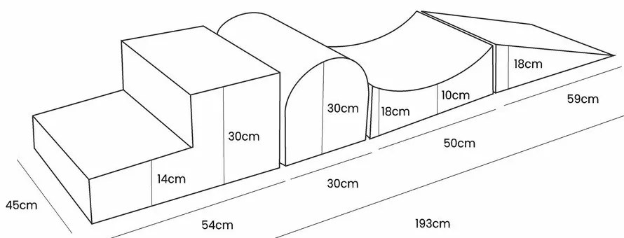 Кремаво кадифено игрище от пяна 45x193x30 cm Montessori – Meowbaby