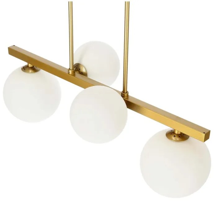 Висящо осветително тяло със стъклен абажур в бяло и златисто Kama – Candellux Lighting