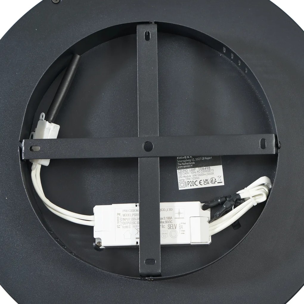 Дизайнерска таванна лампа черна със злато 40 см вкл. LED 3-степенен превключвател - Ingo