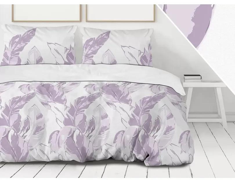 Премиум памучно спално бельо с лилави листа Rozmer: 140x200 cm | 1 x 70x80 cm