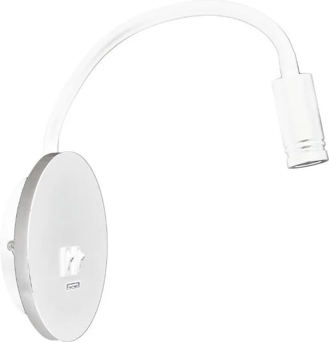 LED гъвкава стенна лампа с USB BASE LED/8W+LED/2W/230V бяла/сребриста
