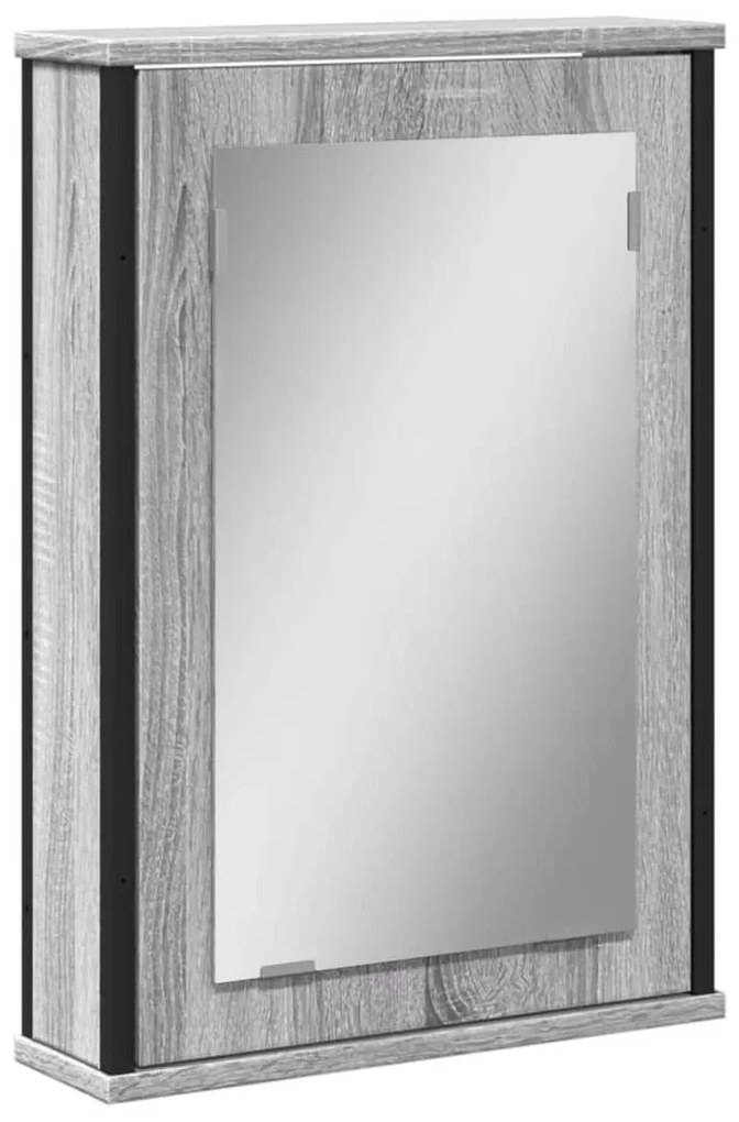 842434 vidaXL Огледален шкаф за баня сив сонома 42x12x60 см инженерно дърво
