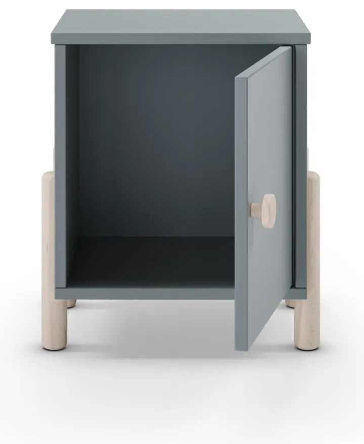 Детско нощно шкафче сиво-зелено от масивен бор Enola – Marckeric