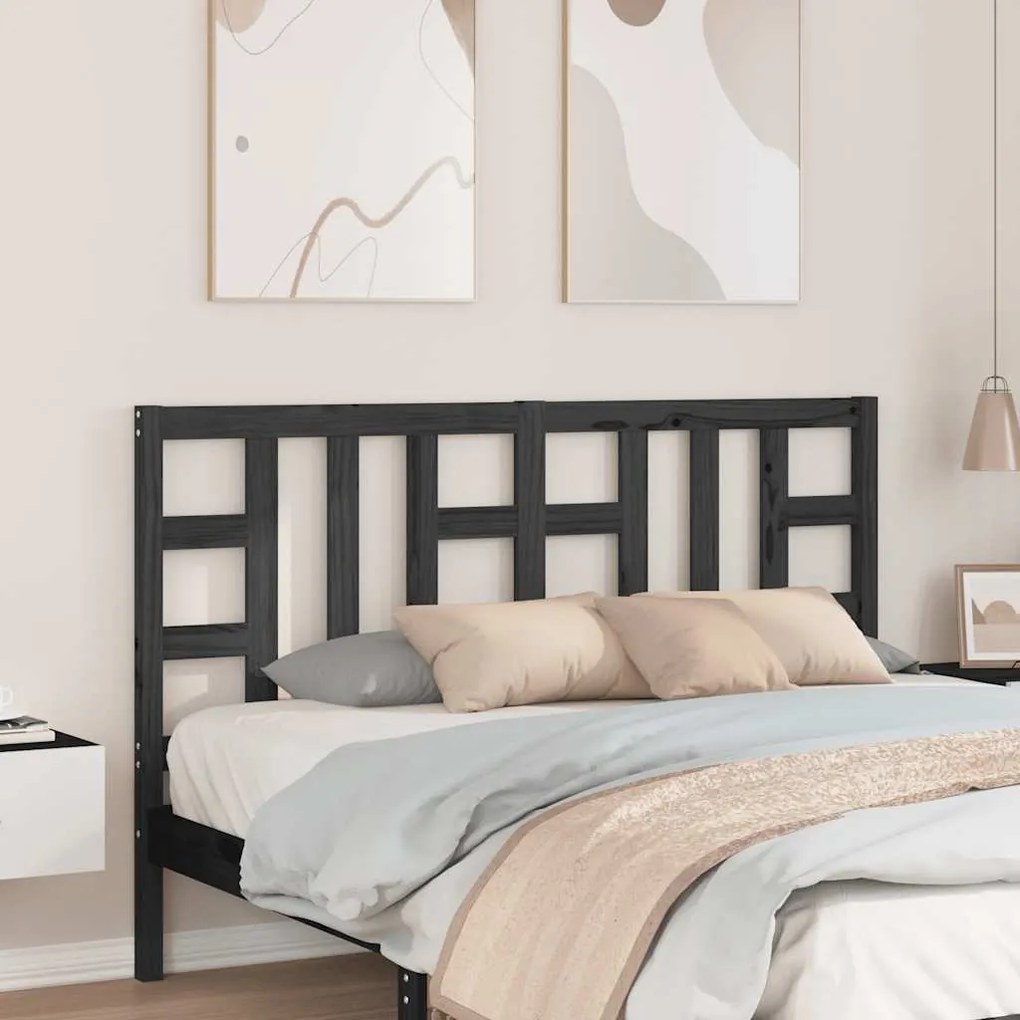 817844 vidaXL Горна табла за легло, черна, 146x4x100 см, бор масив