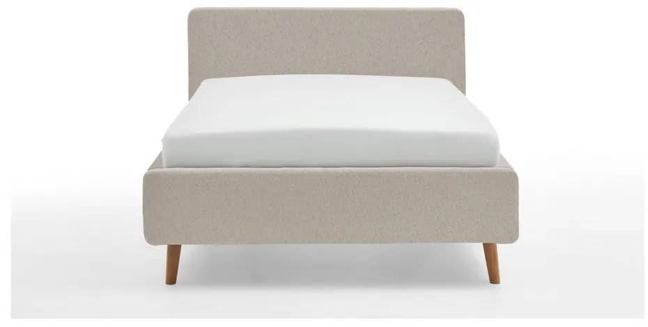 Бежово двойно легло 140x200 cm тапицирано с място за съхранение с включена подматрачна рамка Mattis – Meise Möbel