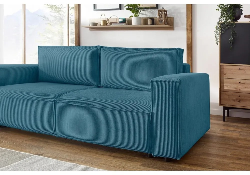 Тюркоаз сгъваем диван от рипсено кадифе 245 cm Nihad – Bobochic Paris