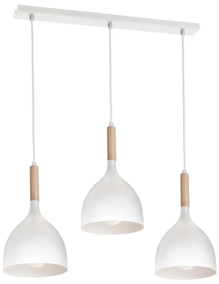 Пендел NOAK WOOD 3xE27/15W/230V бял/бук